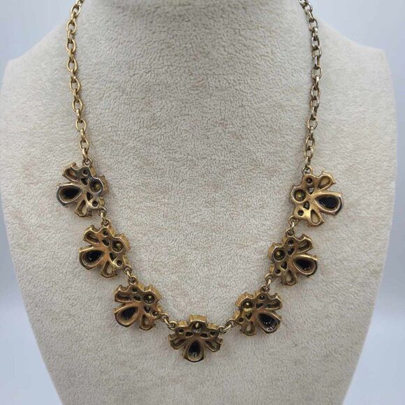 J Crew Black White Resin with Clear Crystal Statement Necklace - Picture 2 of 9